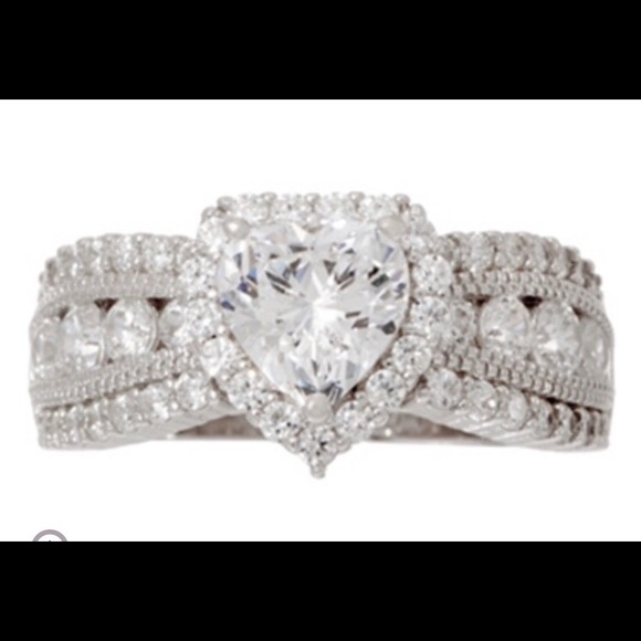 diamonique heart ring